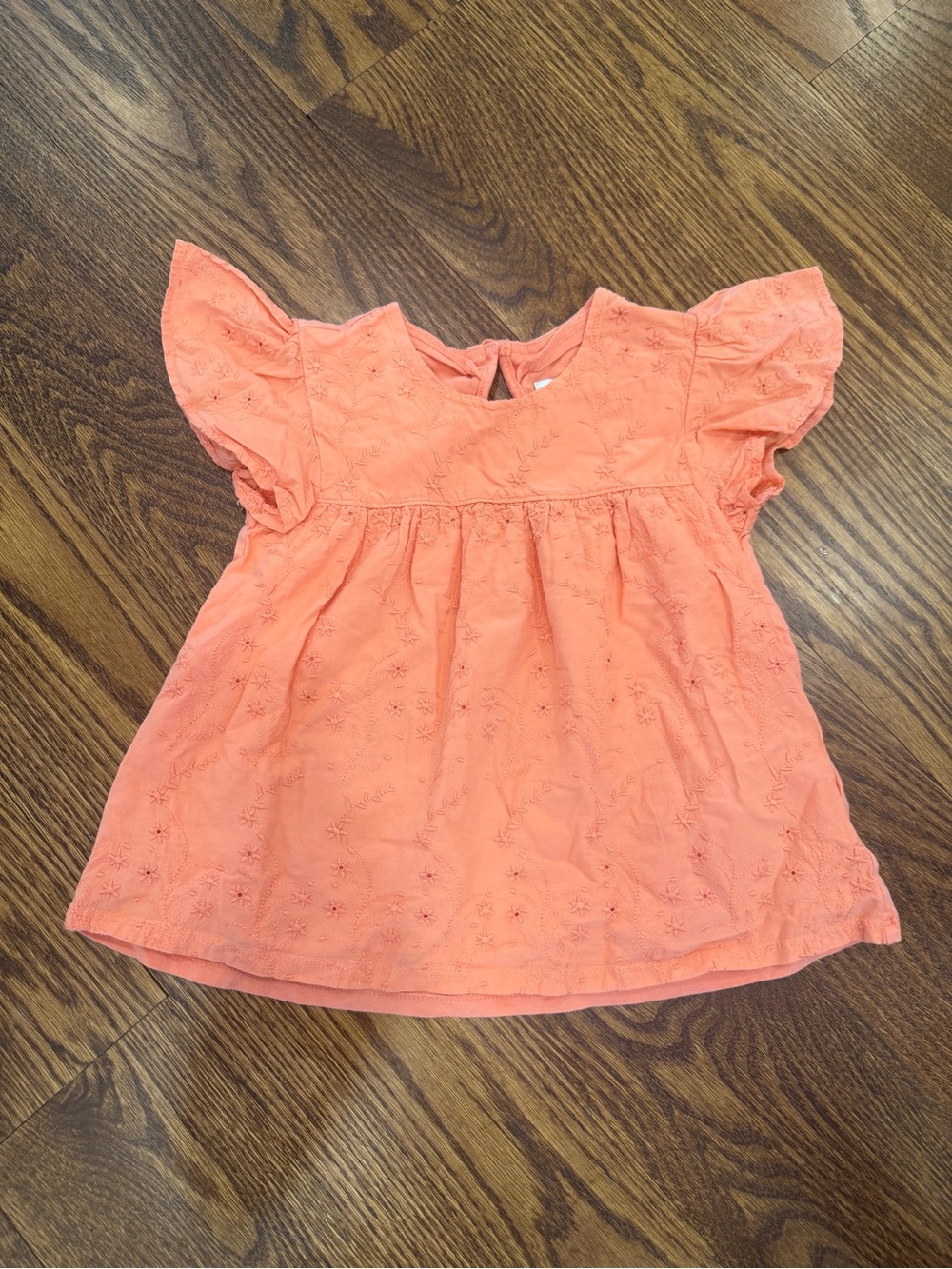 Old Navy Coral Eyelet Flutter-Sleeve Blouse